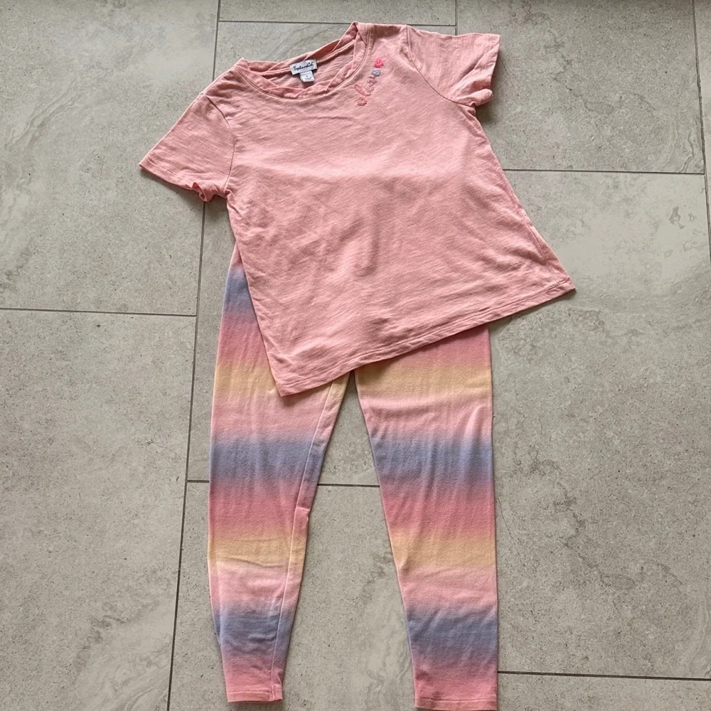 Splendid Girls' Love Tee & Ombre Spray Leggings Set sz 6